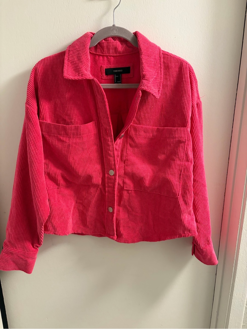 Forever 21 Hot Pink Corduroy Jean Jacket
